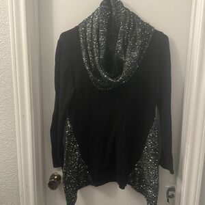 Style & Co Asymmetrical Sweater & Infinity Scarf - New Women | Color: black PM